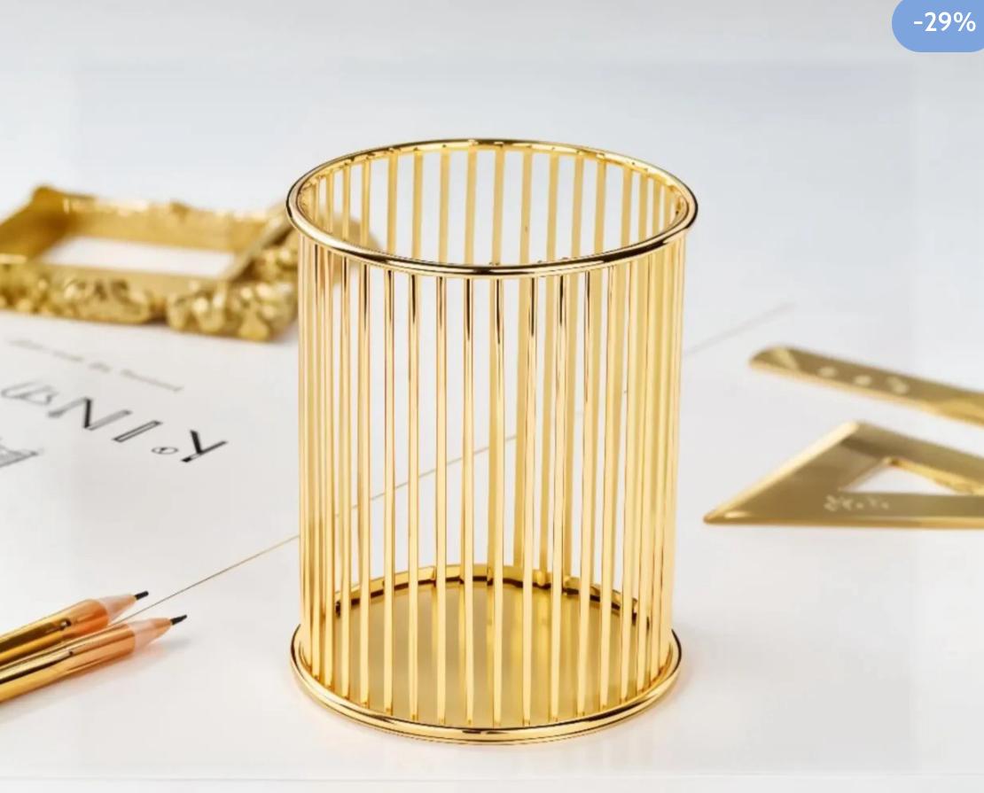 Luxury Metal Cosmetics Holder for Brushes and Pens