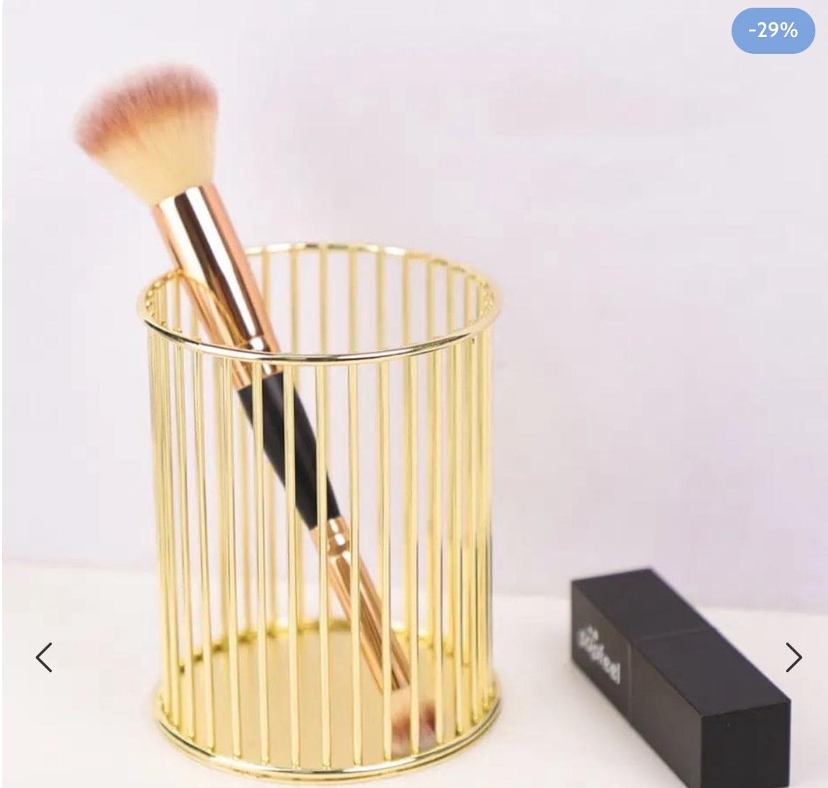 Luxury Metal Cosmetics Holder for Brushes and Pens