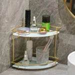 Ultra 2 Layers Design Corner Counter-Top Acrylic Shelf. - Designs Decore