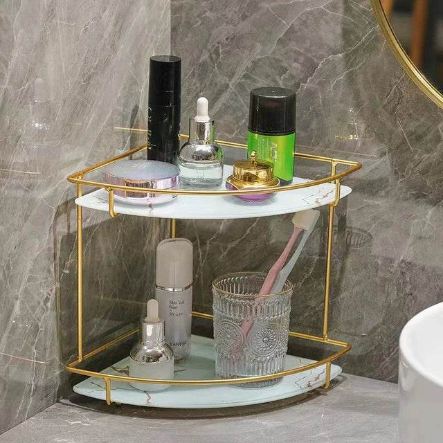 Ultra 2 Layers Design Corner Counter-Top Acrylic Shelf. - Designs Decore