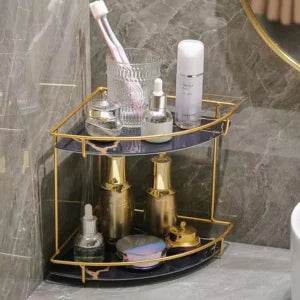 Ultra 2 Layers Design Corner Counter-Top Acrylic Shelf. - Designs Decore