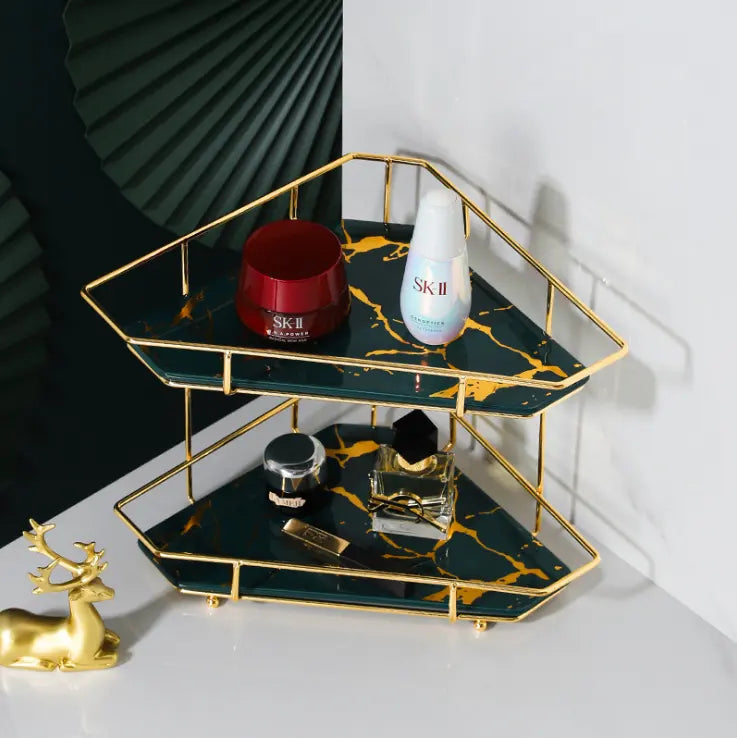 Ultra 2 Layers Design Corner Counter-Top Acrylic Shelf.