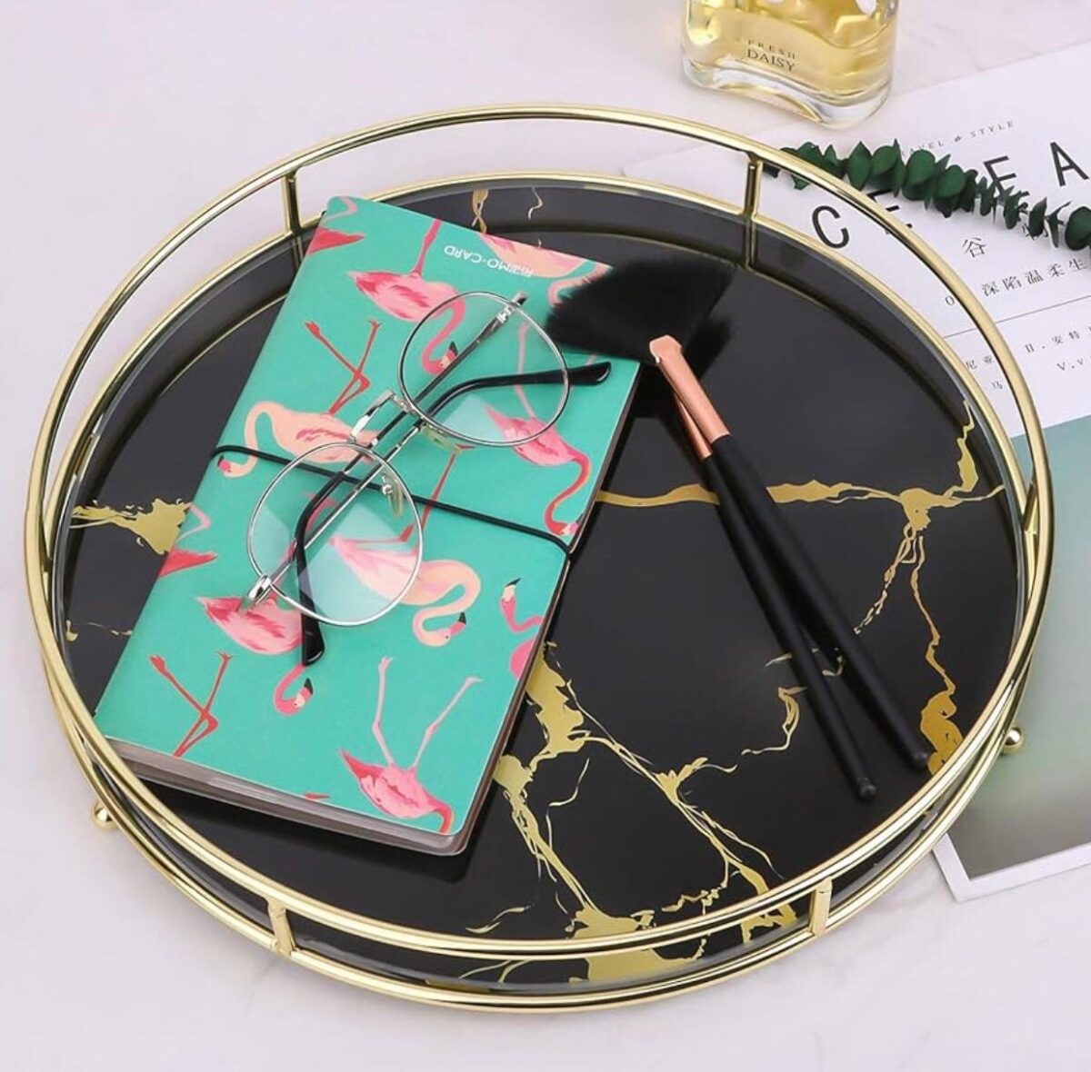 Latest Luxury Design Round Makeup organizer tray