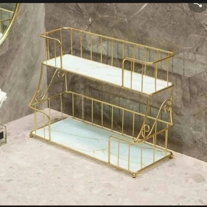 Modern Bathroom Vanity Tray Metal Cosmetic Shelf Organizer