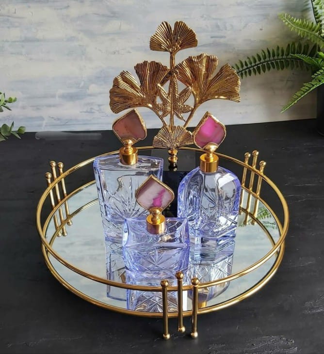 Modern Round Makeup Organizer Tray For Cosmatics