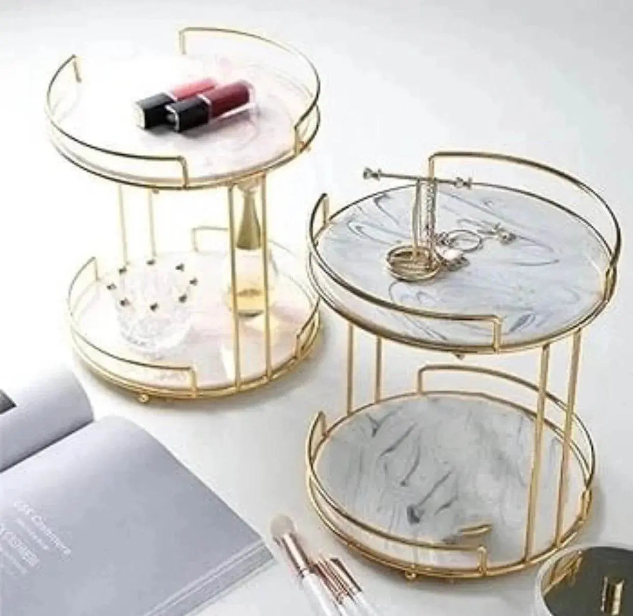 Luxury Round Shape 2 layer organizer tray - Designs Decore