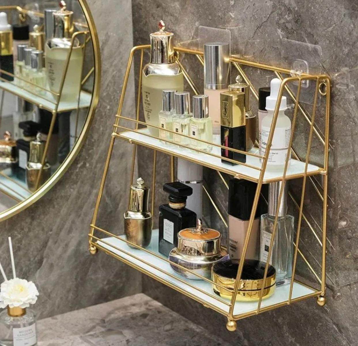 2 layer Washroom wall hanging storage for bath products - Designs Decore