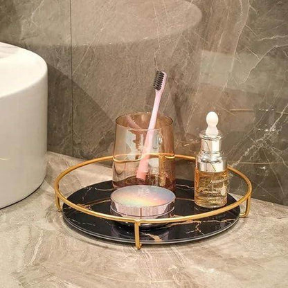 Modern Gold Cosmetic Round Storage tray - Designs Decore