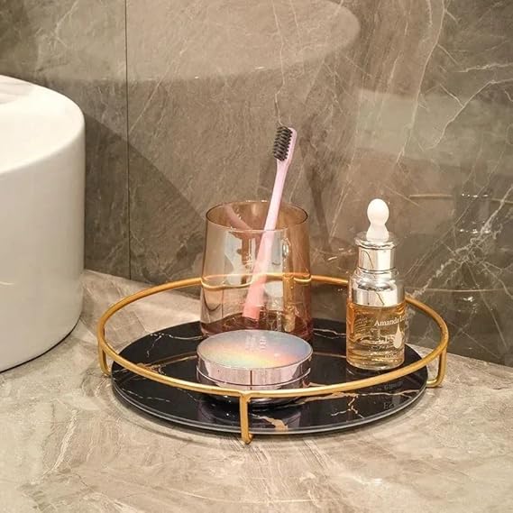 Modern Gold Cosmetic Round Storage tray