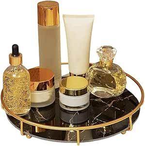 Modern Gold Cosmetic Round Storage tray - Designs Decore