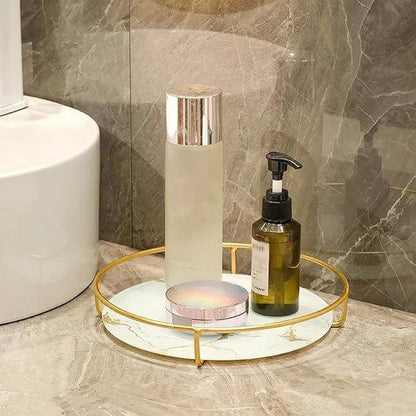 Modern Gold Cosmetic Round Storage tray - Designs Decore
