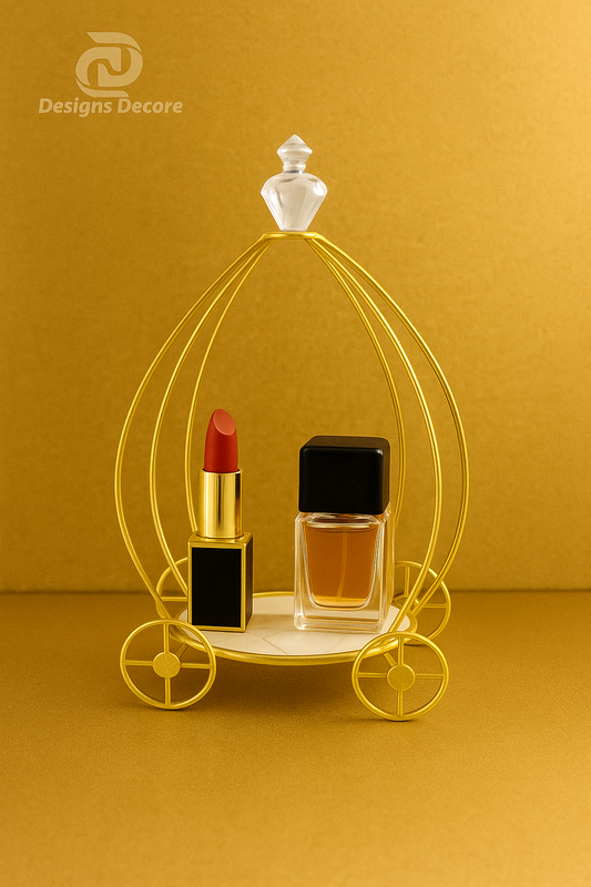 Latest Golden Metal Hamper Basket Shape for cosmetics