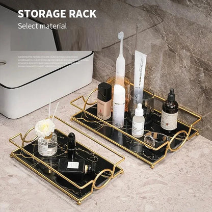 Luxury Marble Cover Tray for Vanity with Gold Handles