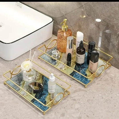 Luxury Marble Cover Tray for Vanity with Gold Handles - Designs Decore