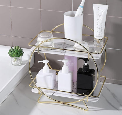 lUXURY 2-Tiers Cosmetics Organizer T Round Holder Latest Design
