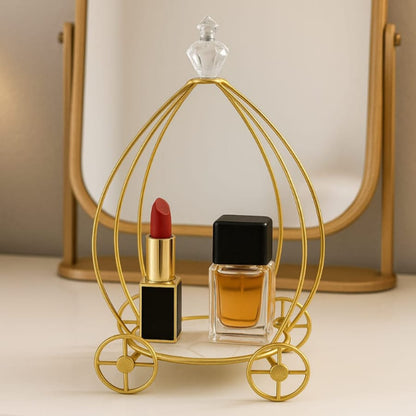 Latest Golden Metal Hamper Basket Shape for cosmetics