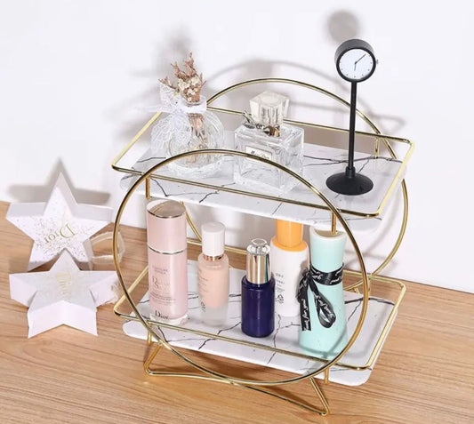 lUXURY 2-Tiers Cosmetics Organizer T Round Holder Latest Design