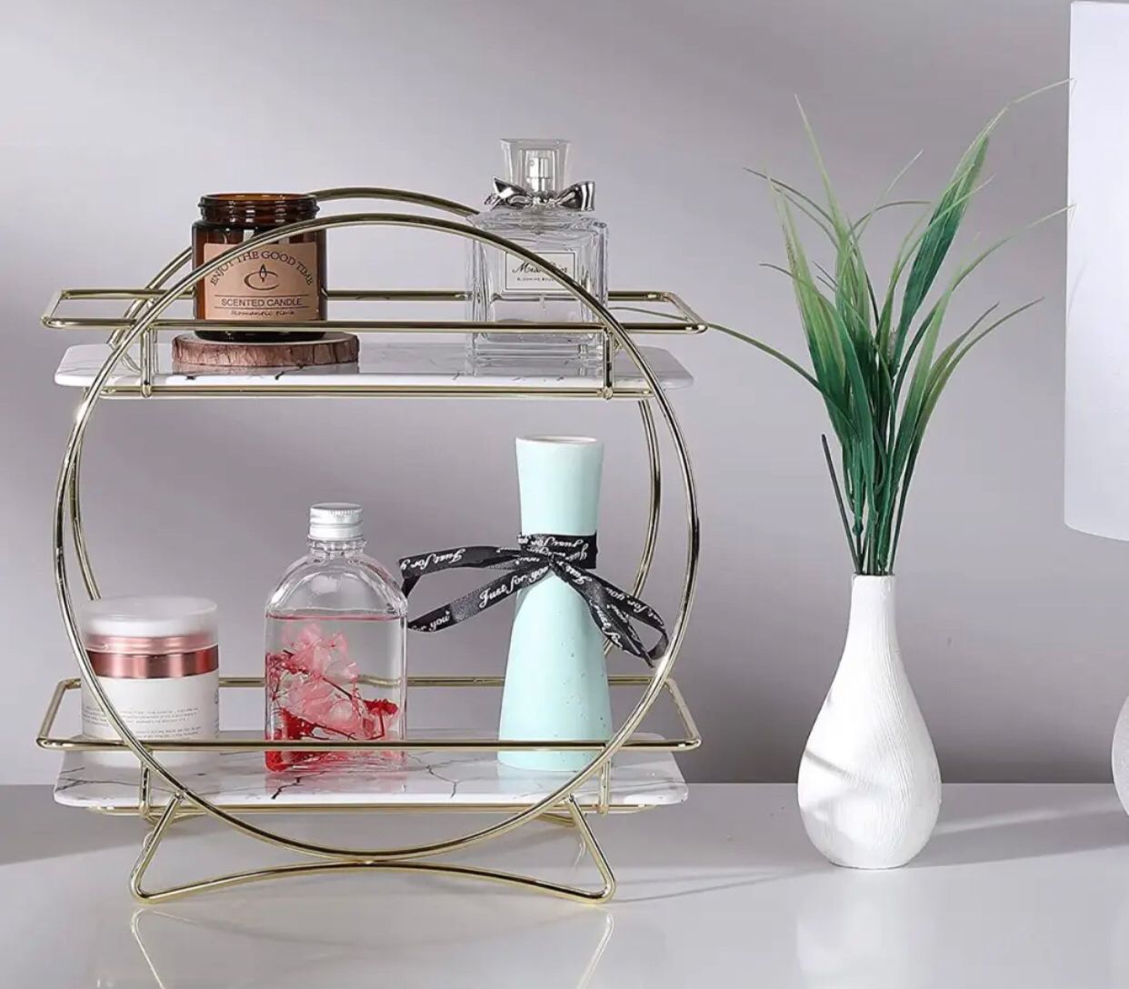 lUXURY 2-Tiers Cosmetics Organizer T Round Holder Latest Design