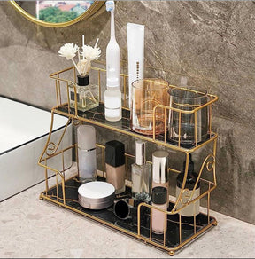 Modern Bathroom Vanity Tray Metal Cosmetic Shelf Organizer