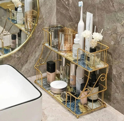 Modern Bathroom Vanity Tray Metal Cosmetic Shelf Organizer - Designs Decore