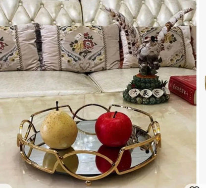 Luxury Mirror and Glass Tray for Jewelry Cosmetics or Vanity - Designs Decore