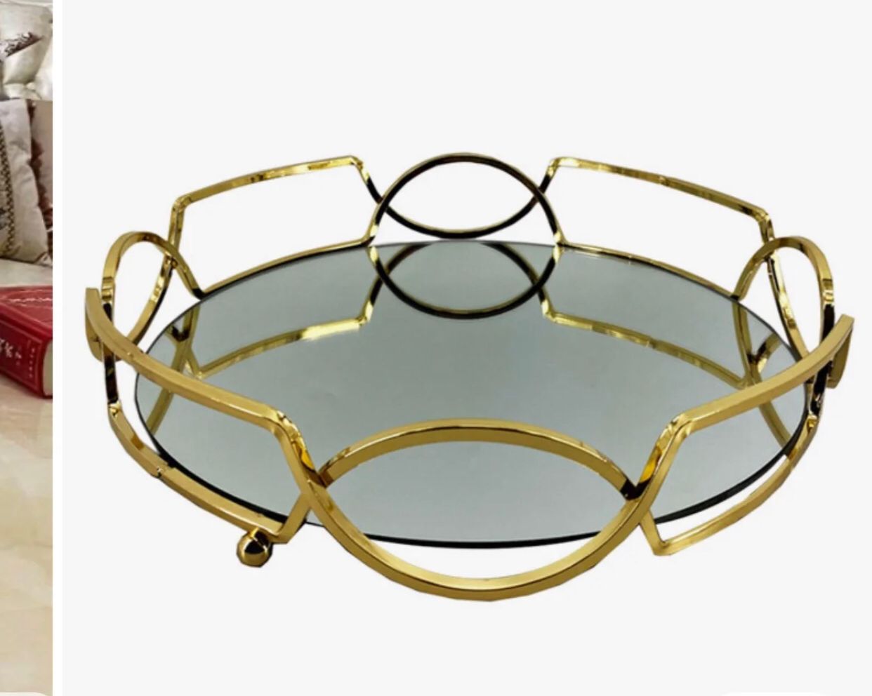 Luxury Mirror and Glass Tray for Jewelry Cosmetics or Vanity