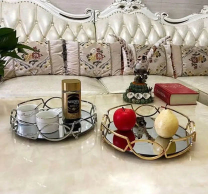 Luxury Mirror and Glass Tray for Jewelry Cosmetics or Vanity - Designs Decore