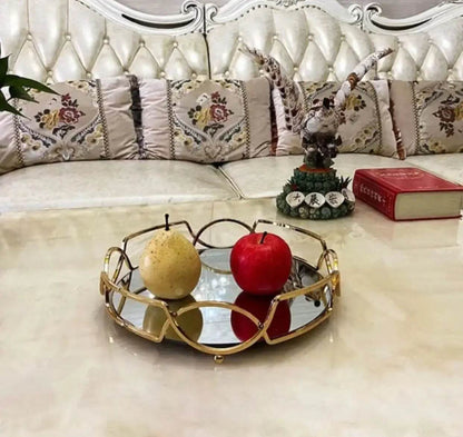 Luxury Mirror and Glass Tray for Jewelry Cosmetics or Vanity - Designs Decore