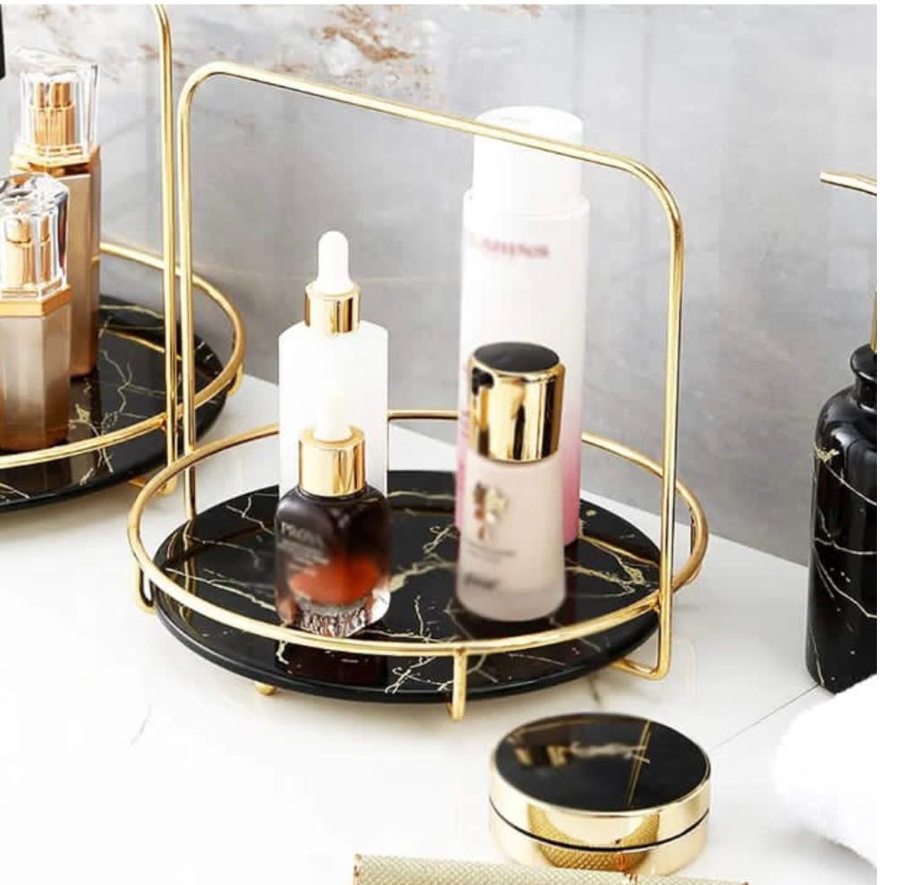 Luxury Handel Round Makeup Organizer Tray