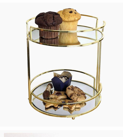 Luxury Round Shape 2 layer Mirror organizer tray - Designs Decore