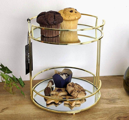 Luxury Round Shape 2 layer Mirror organizer tray - Designs Decore