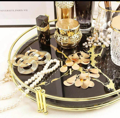 Ultra design Modern Gold Cosmetic Round Storage tray - Designs Decore