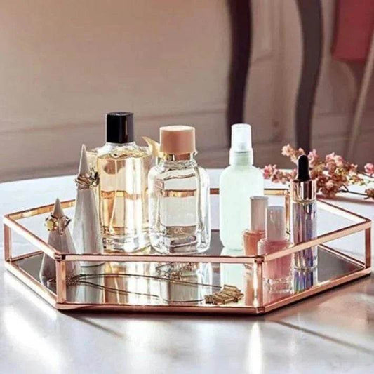 New Design Mirror Glass Hexagonal Vanity Tray - Designs Decore