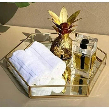 New Design Mirror Glass Hexagonal Vanity Tray - Designs Decore
