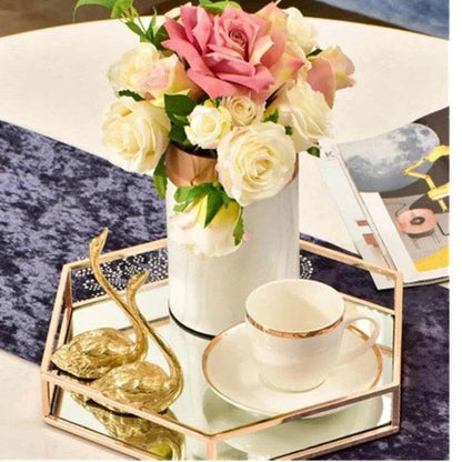 New Design Mirror Glass Hexagonal Vanity Tray - Designs Decore