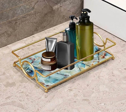 Luxury Marble Cover Tray for Vanity with Gold Handles - Designs Decore