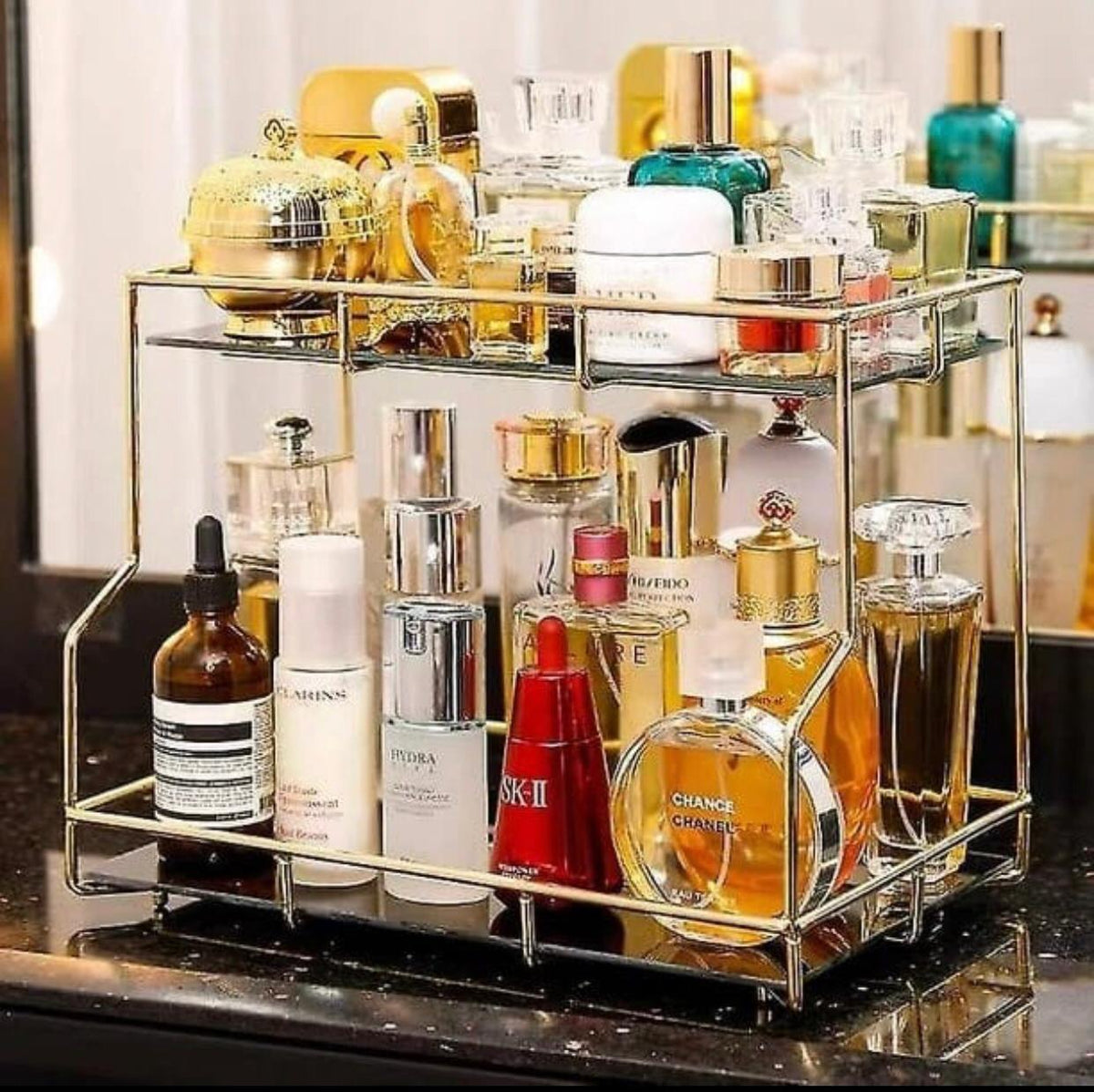 Modern 2 Tier Cosmetic Storage Transparent Makup Oraganizer