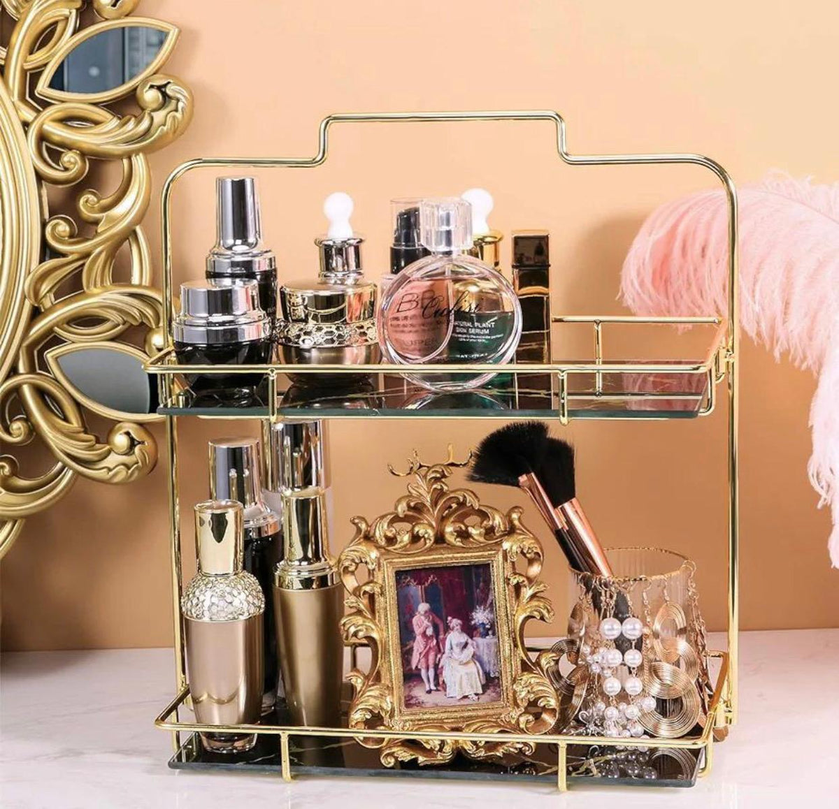 Modern Design 2 Tier Makeup Organizer Shelf