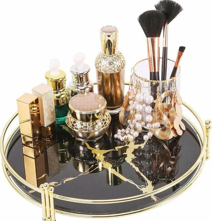 Ultra design Modern Gold Cosmetic Round Storage tray - Designs Decore