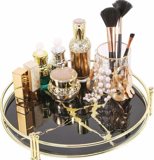 Ultra design Modern Gold Cosmetic Round Storage tray - Designs Decore